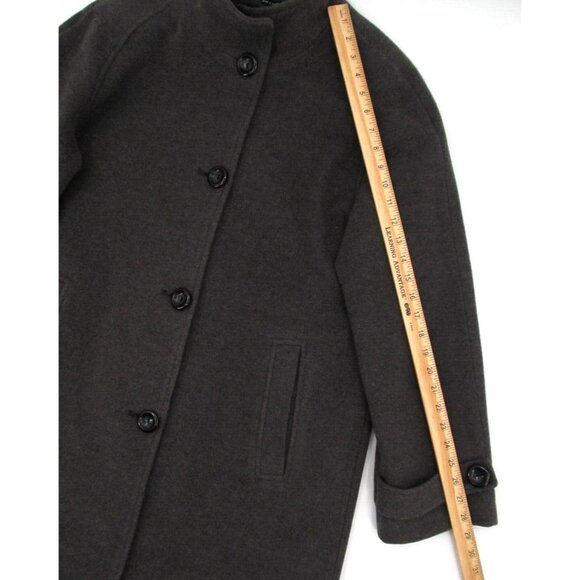 Vintage Jones New York Overcoat Womens Sz 12 Charcoal Gray Wool Lined Button Up - Picture 12 of 16